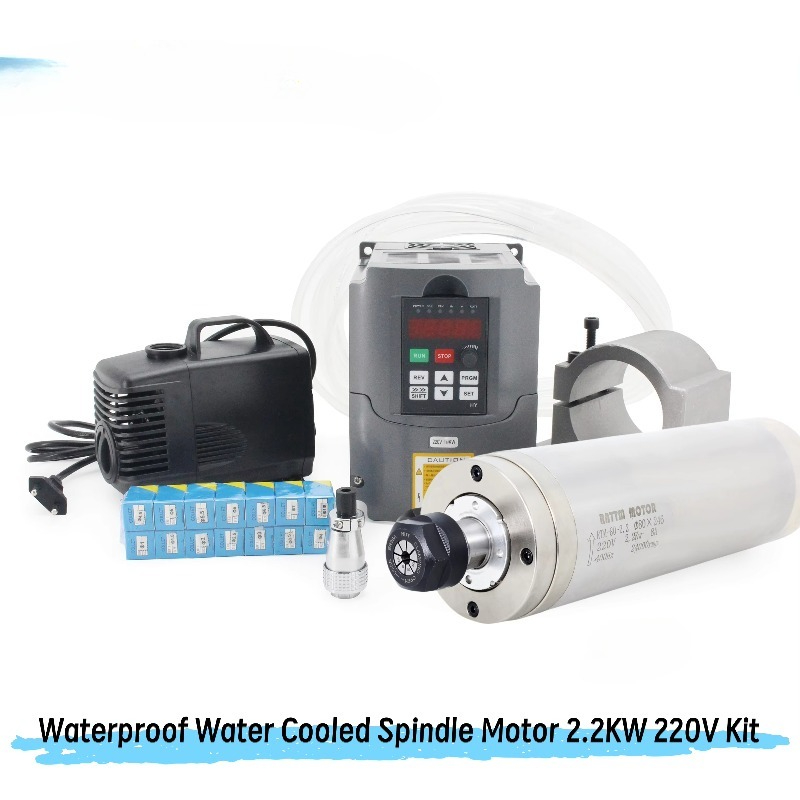 2.2Kw Water Cooled Spindle Kit Vfd - CNC-Fräser-Kit, wassergekühlter Spindelmotor, 2,2 kW, 220