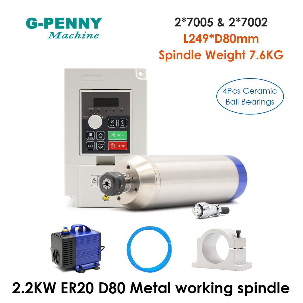 2.2Kw Water Cooled Spindle Kit Vfd - 2,2 kW G-Penny Wassergekühlter Metallbearbeitungsspindel-Kit ER20