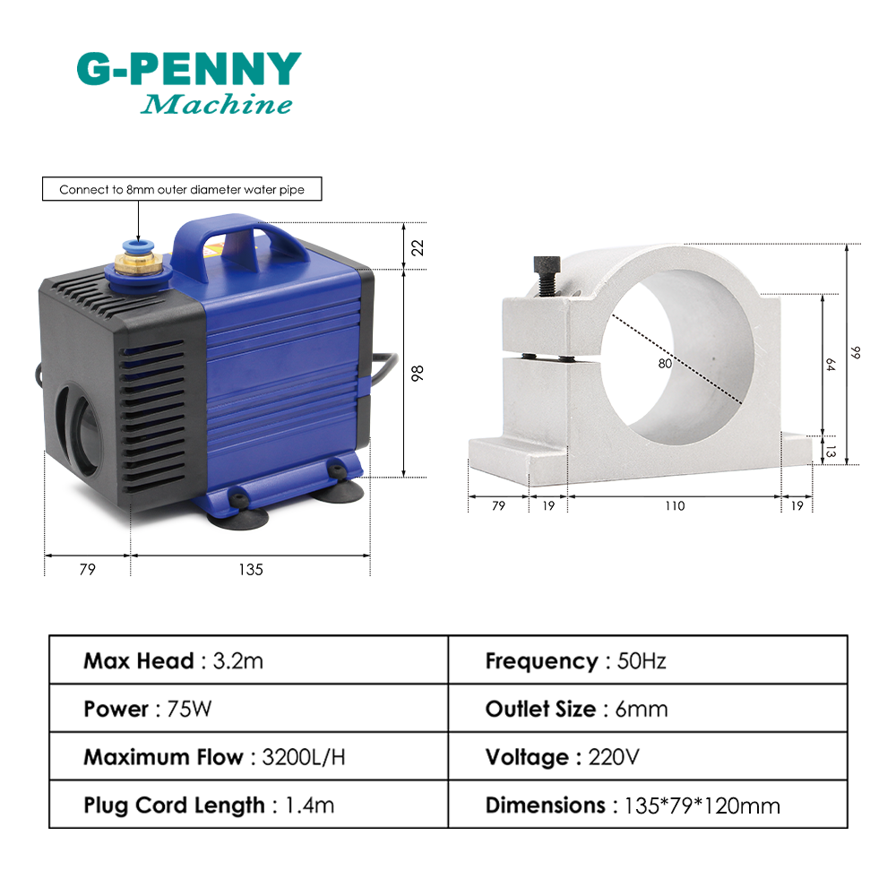 2,2 kW G-Penny Wassergekühlter – 2.2Kw Water Cooled Spindle Kit Vfd Bewertung und Preis